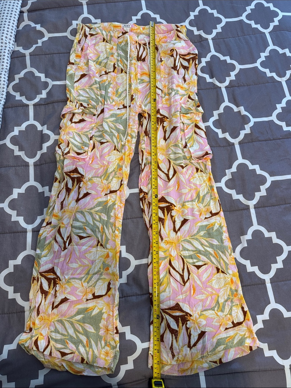 Roxy Pink Multi Floral Wide-Leg Pants